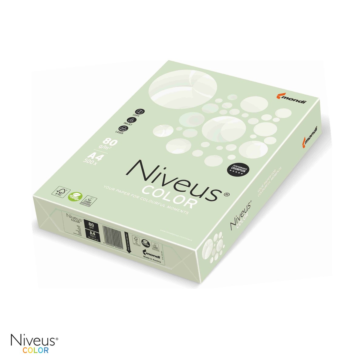 Hartie copiator color Niveus GN27 A4, verde pal, 80 g/mp, 500 coli [1]