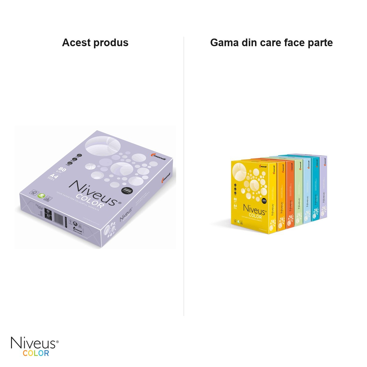 Hartie copiator color Niveus LA12 A4, lavanda trend, 80 g/mp, 500 coli [5]