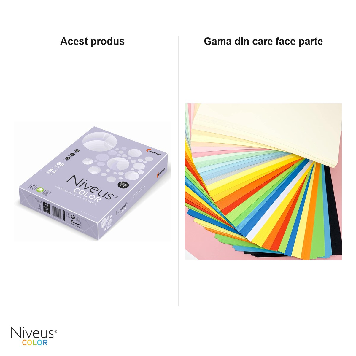 Hartie copiator color Niveus LA12 A4, lavanda trend, 80 g/mp, 500 coli [6]