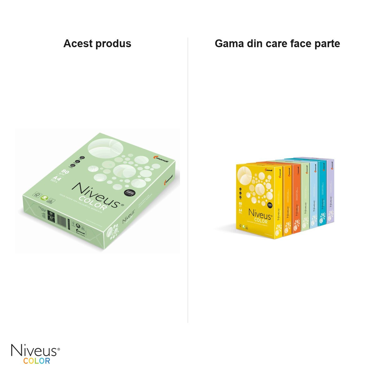 Hartie copiator color Niveus MG28 A4, verde deschis pal, 80 g/mp, 500 coli [5]