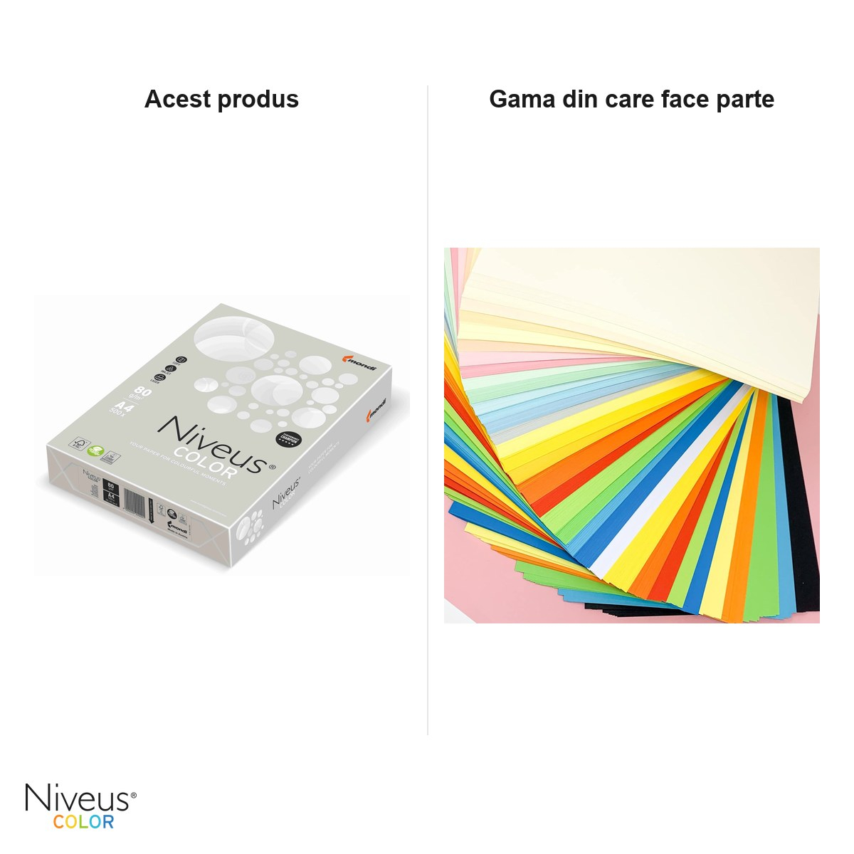 Hartie copiator color Niveus OG52 A4, gri scoica pal, 80 g/mp, 500 coli [6]