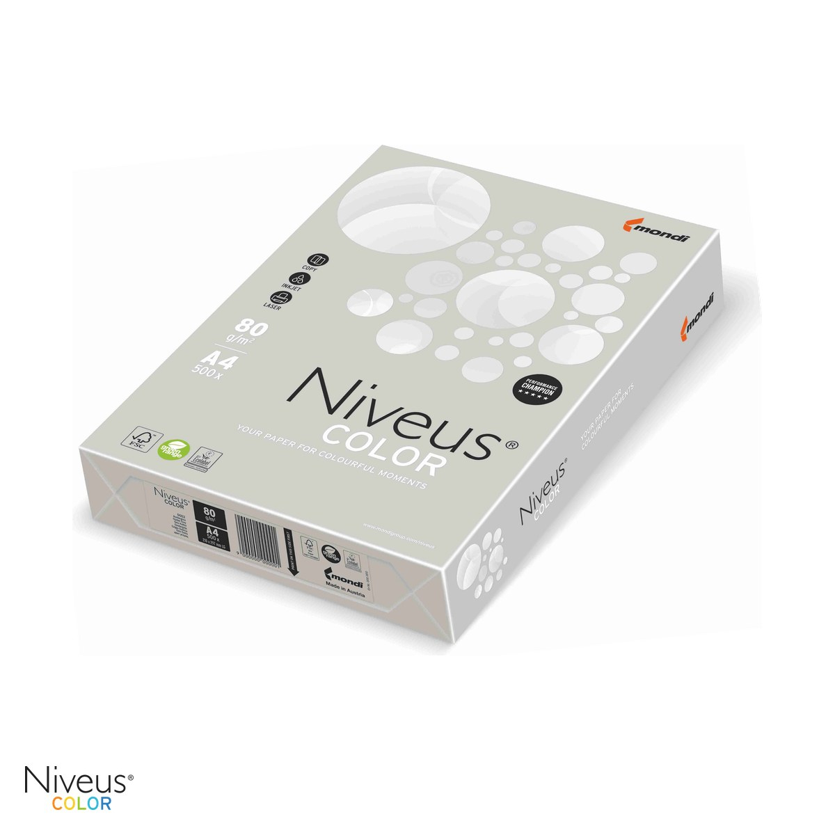 Hartie copiator color Niveus OG52 A4, gri scoica pal, 80 g/mp, 500 coli [1]