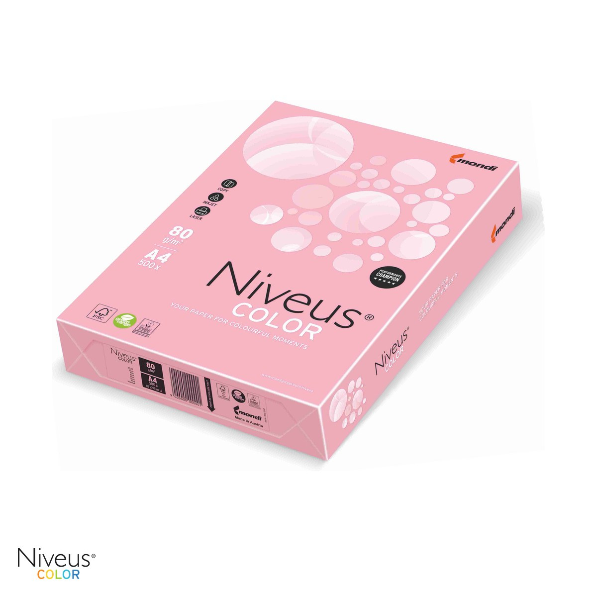 Hartie copiator color Niveus PI25 A4, roz pal, 80 g/mp, 500 coli [1]