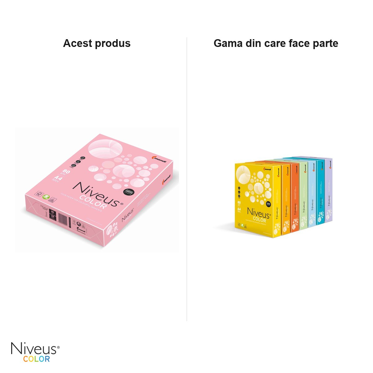 Hartie copiator color Niveus PI25 A4, roz pal, 80 g/mp, 500 coli [5]