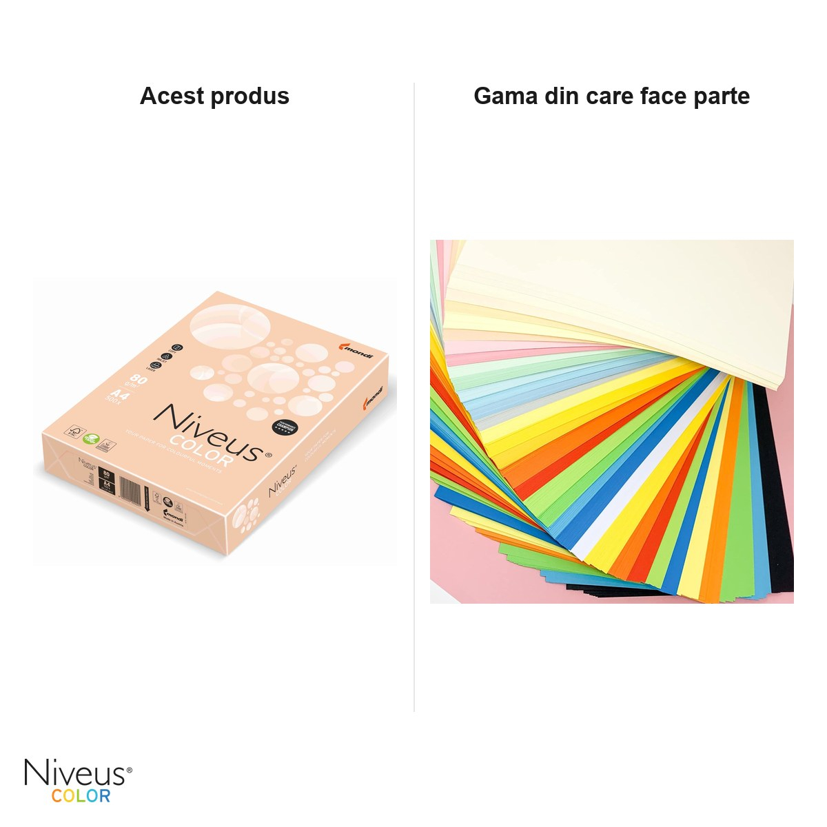 Hartie copiator color Niveus SA24 A4, somon pal, 80 g/mp, 500 coli [6]