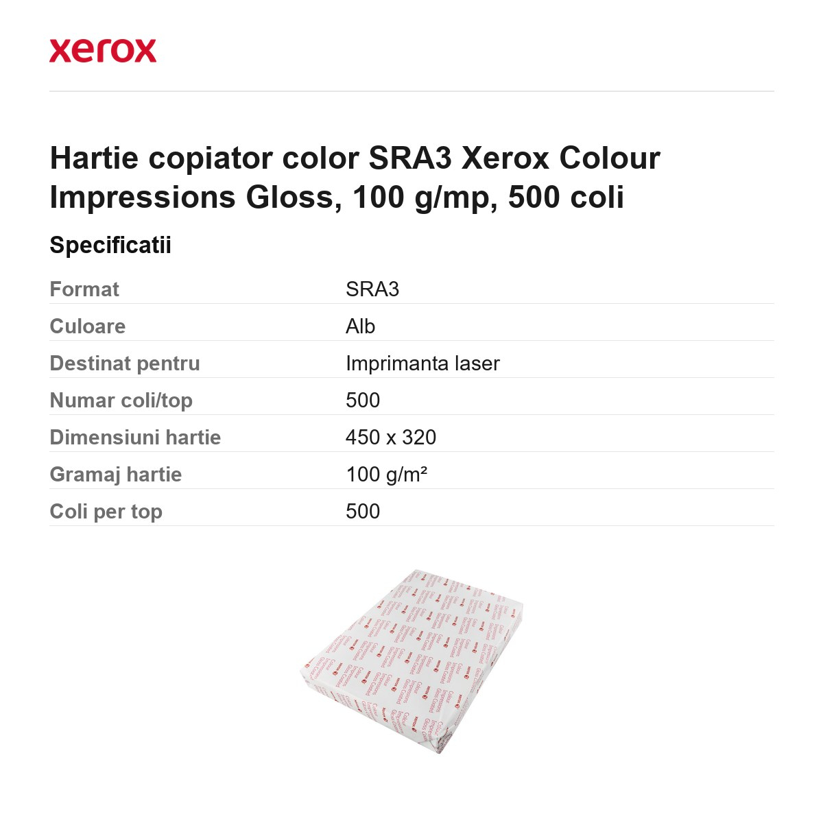 Hartie copiator color SRA3 Xerox Colour Impressions Gloss, 100 g/mp, 500 coli [3]