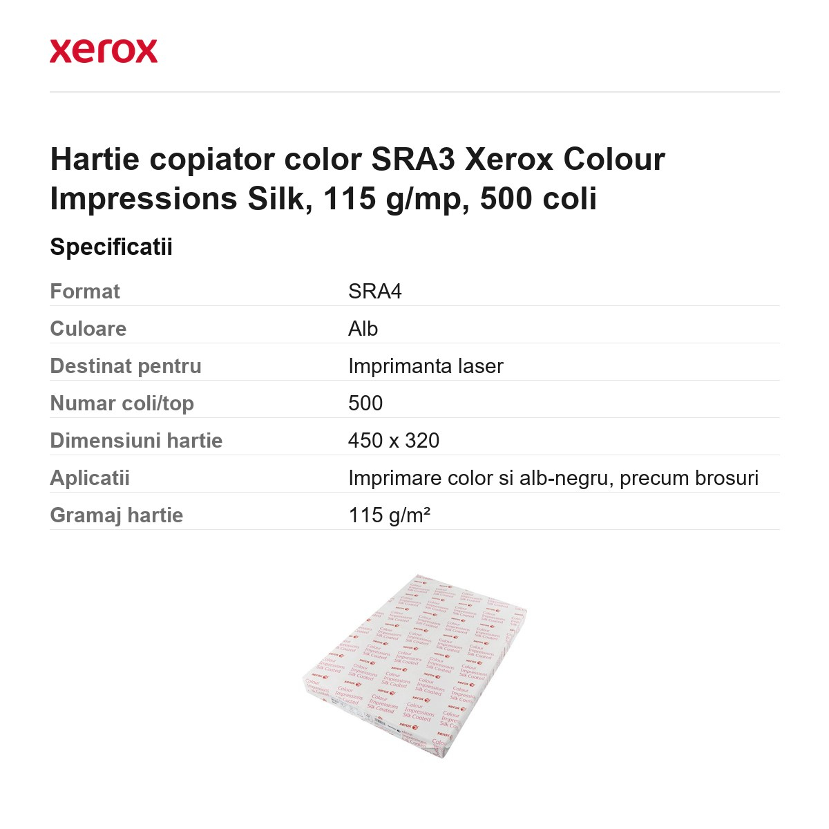 Hartie copiator color SRA3 Xerox Colour Impressions Silk, 115 g/mp, 500 coli [3]