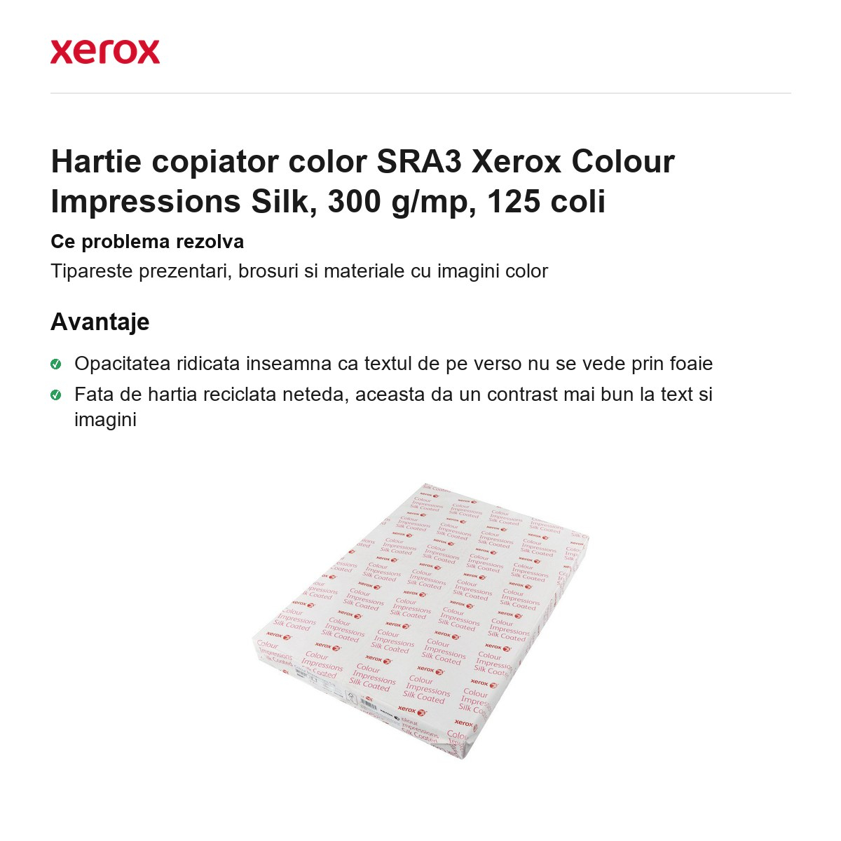 Hartie copiator color SRA3 Xerox Colour Impressions Silk, 300 g/mp, 125 coli [2]