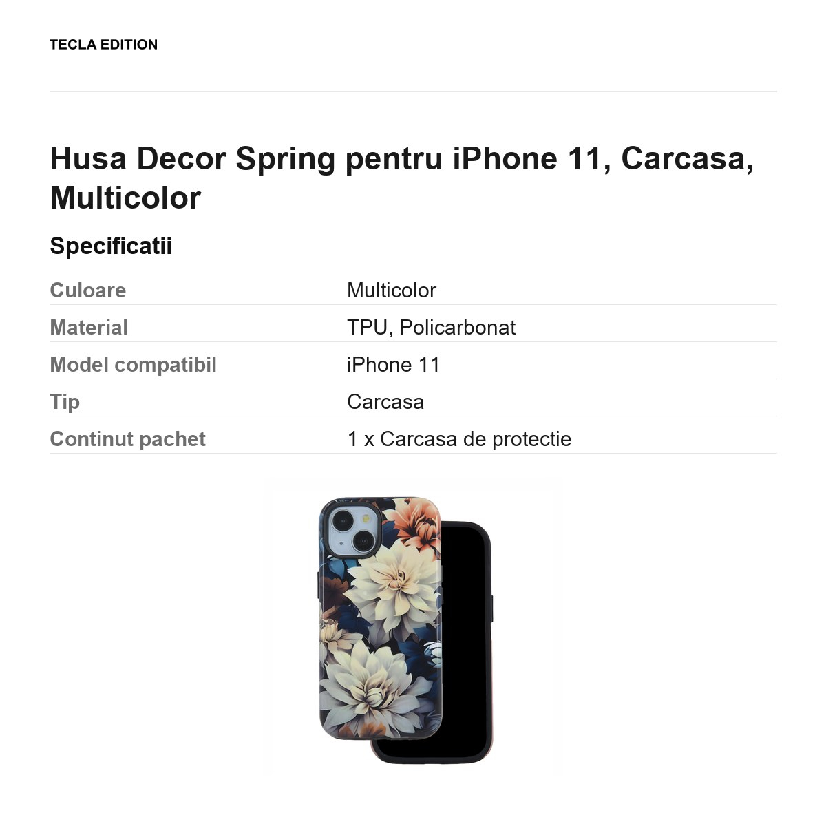 Husa Decor Spring pentru iPhone 11, Carcasa, Multicolor [3]