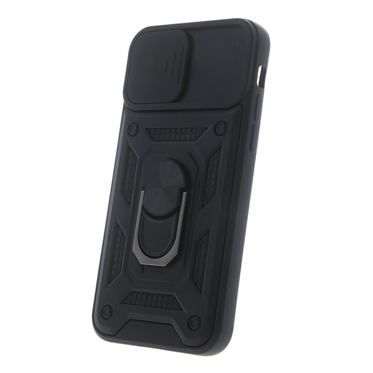 Husa spate Antisoc Defender Slide Armor, compatibila Motorola Edge 30 Neo / Edge 30 Lite, suport cu inel rotativ 360 grade incorporat, capac glisant pentru camera, neagra [2]