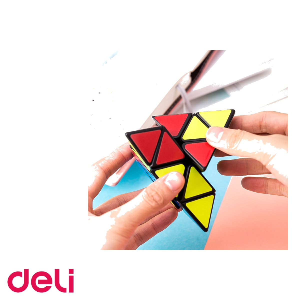 Joc magic piramida colorata Deli, puzzle creativ cu 5 fete si 5 culori, pentru copii si adulti [5]