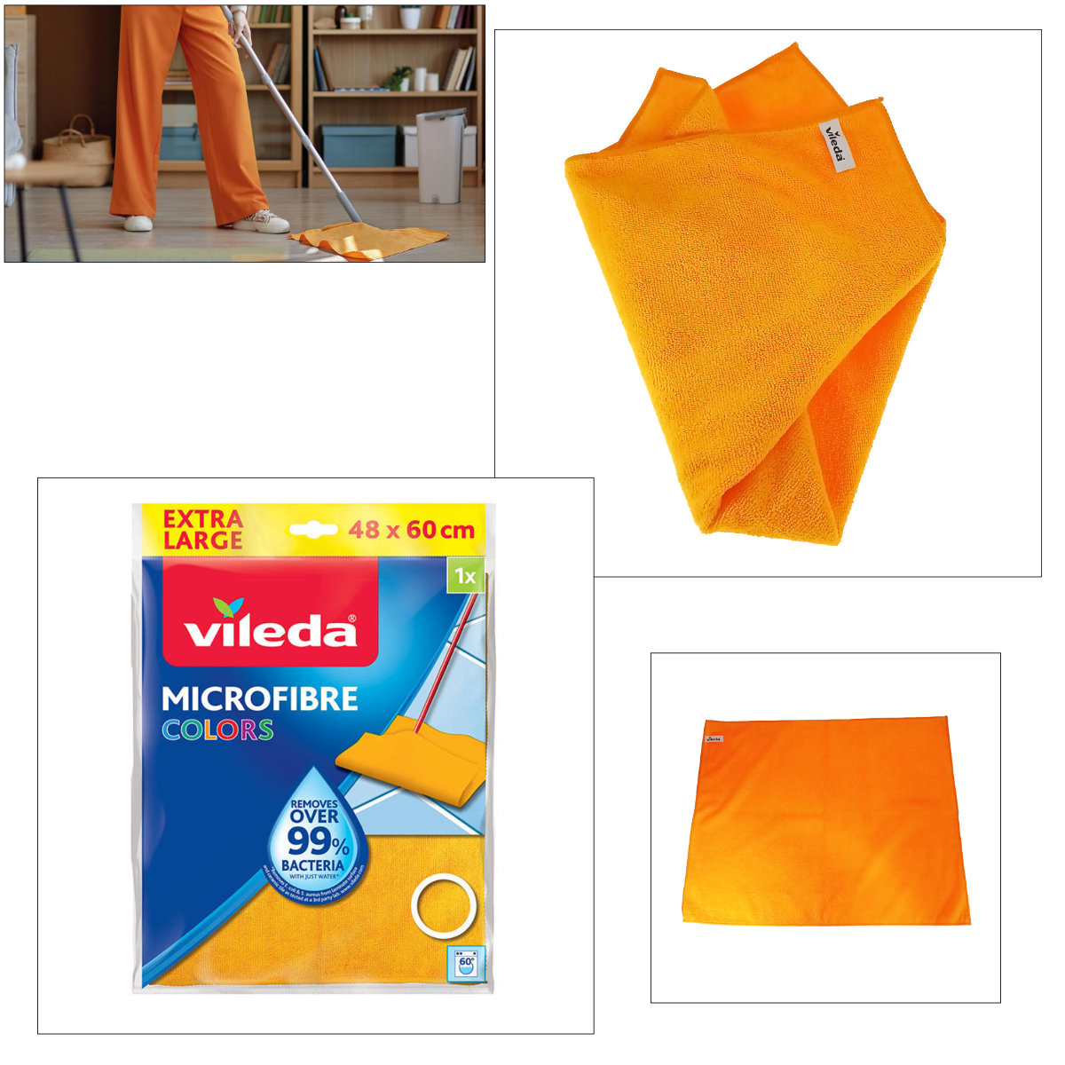 Laveta pentru podea Vileda Microfibre Floor Cloth Colors Extra Large 19650, 48 x 60 cm, portocalie [3]