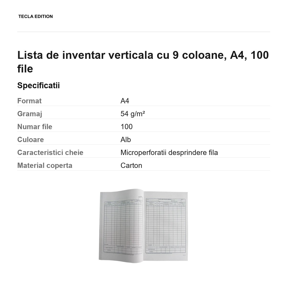 Lista de inventar verticala cu 9 coloane, A4, 100 file [3]