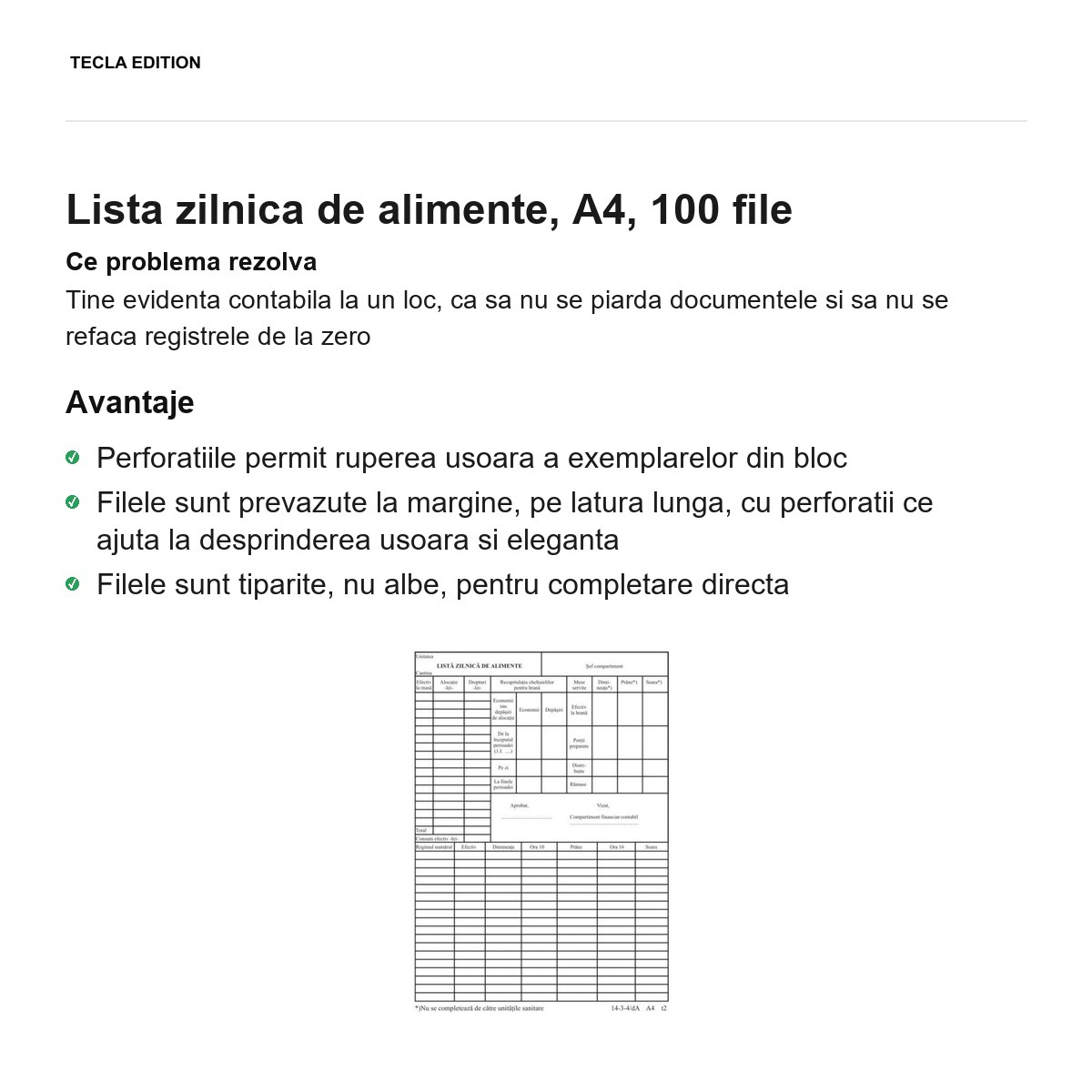 Lista zilnica de alimente, A4, 100 file [2]