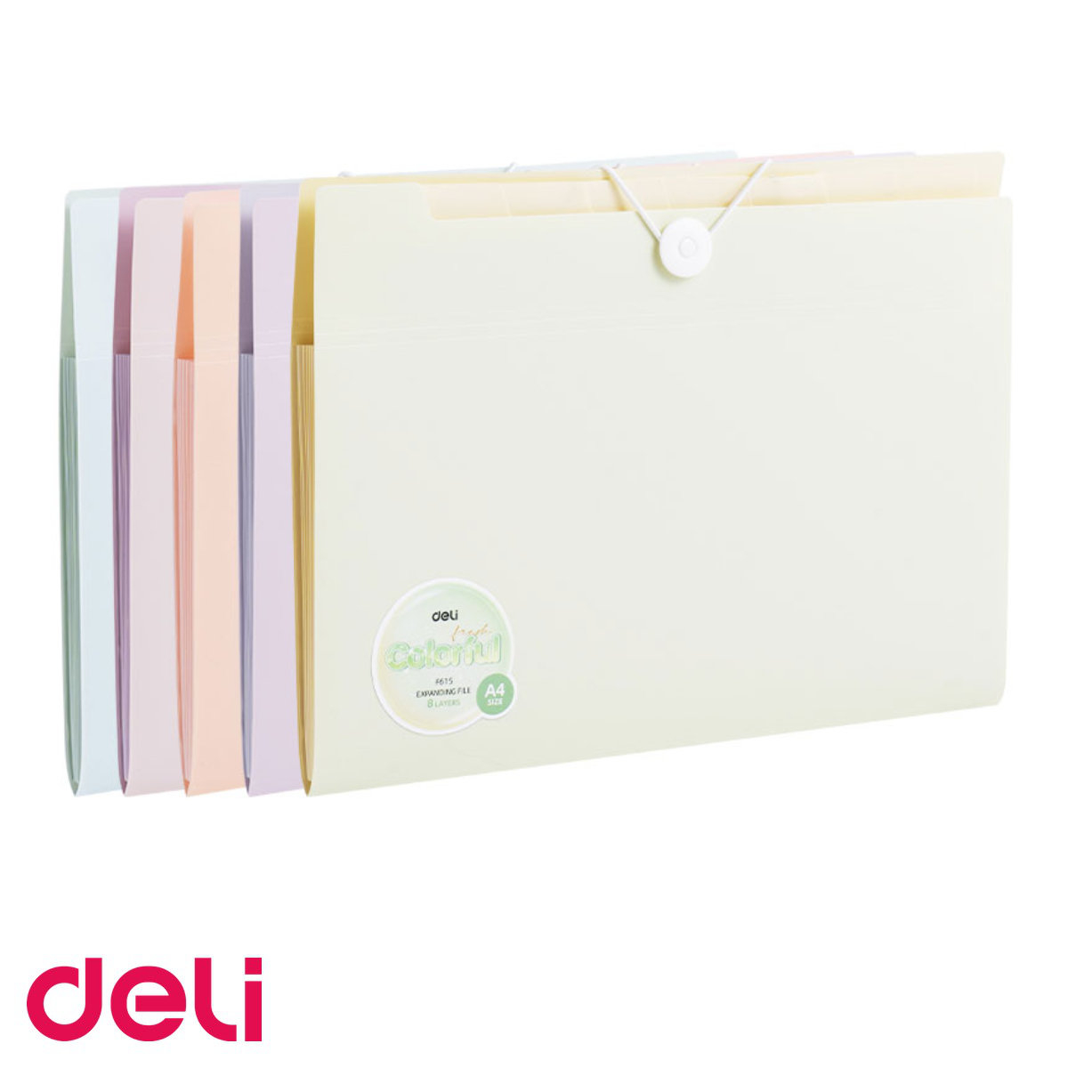 Mapa plastic cu elastic Deli Macarons, 7 separatoare, 8 compartimente colorate, format A4 [1]