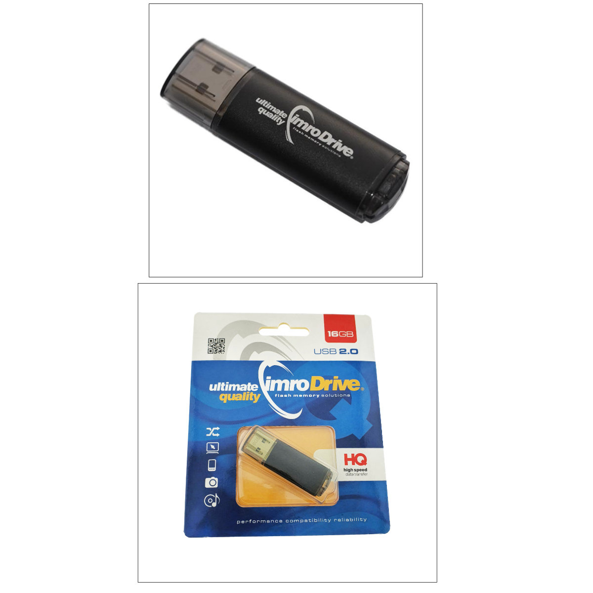 Memorie USB Imro 16GB USB 2.0 neagra cu capac transparent si agatoare, in blister [5]