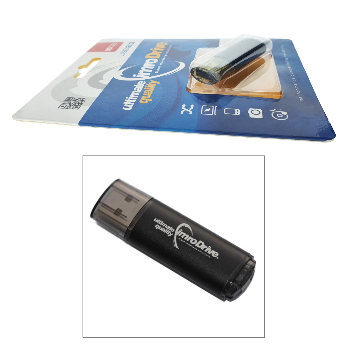 Memorie USB Imro 16GB USB 2.0 neagra cu capac transparent si agatoare, in blister [4]
