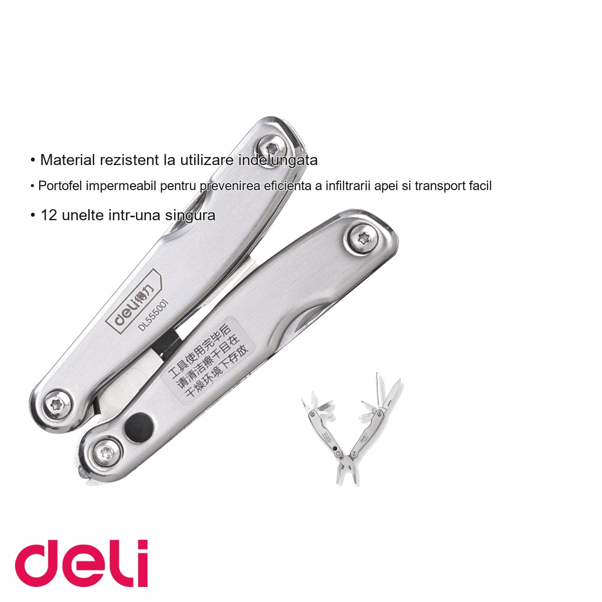 Patent metal pliabil multifunctional 12 in 1 Deli, design inovator compact, pentru uz casnic si profesional [3]