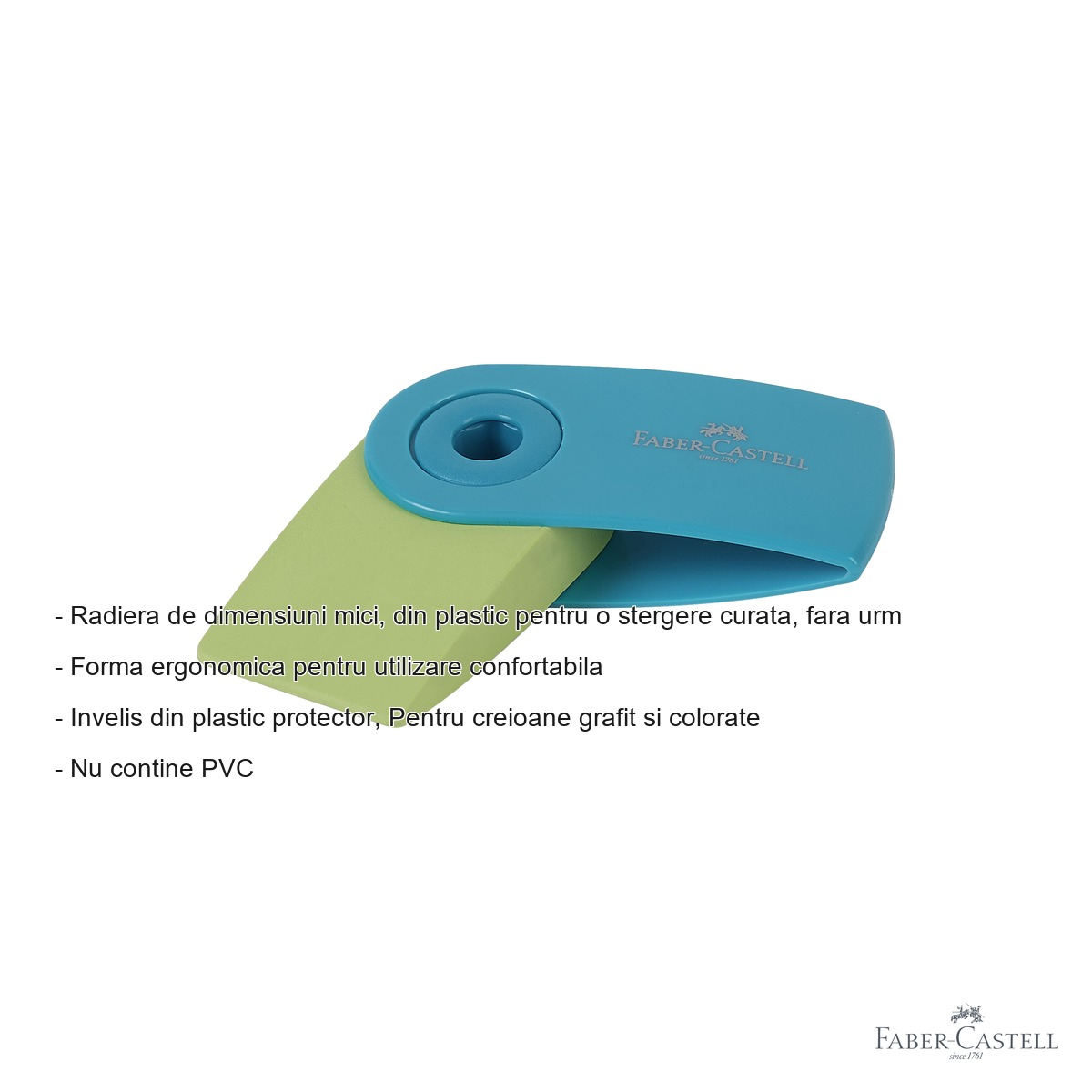 Radiera creion mini Faber-Castell Sleeve Trend 2019, forma ergonomica, pentru grafit si creioane colorate [2]