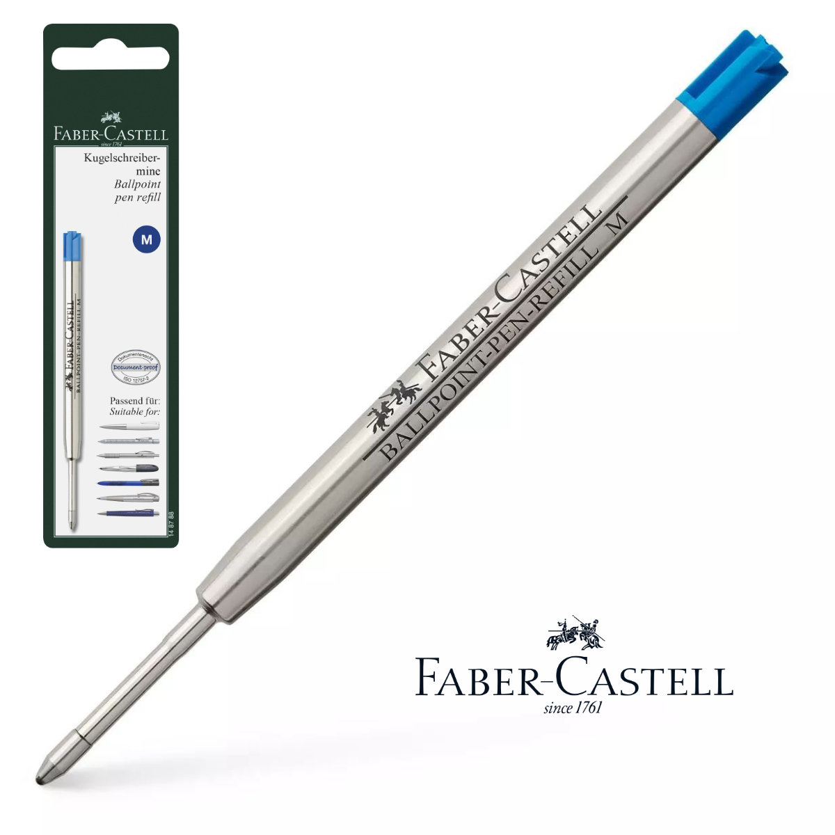 Rezerva Albastra pentru Pix Faber-Castell, Metalica, Varf M (Mediu), in Blister de Protectie [4]