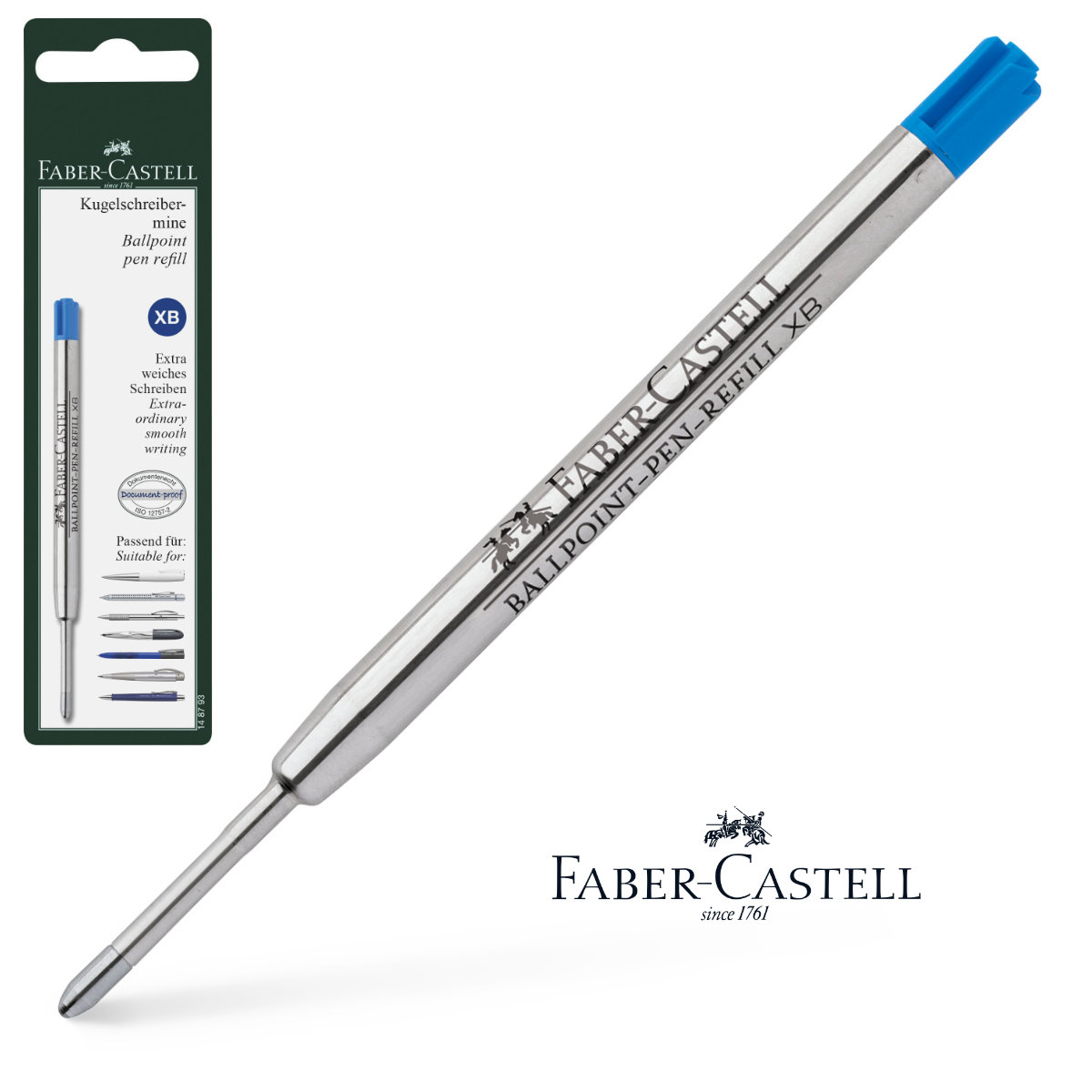 Rezerva Albastra pentru Pix Faber-Castell, Metalica, Varf XB (Extra Gros), Document-Proof, in Blister [4]