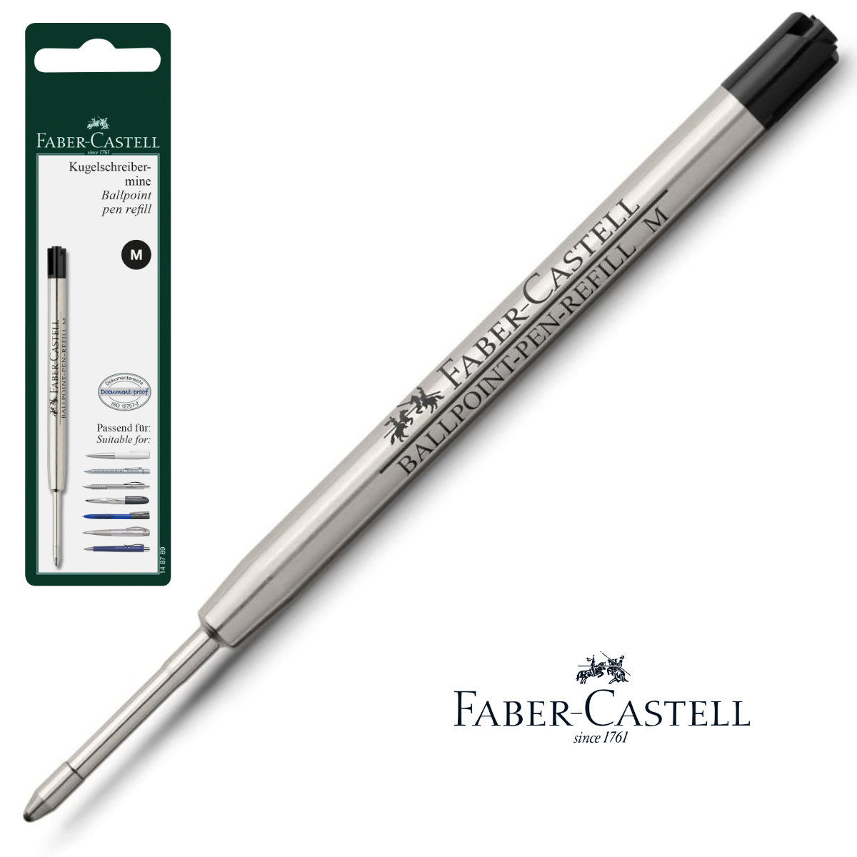 Rezerva Neagra pentru Pix Faber-Castell, Metalica, Varf M (Mediu), in Blister de Protectie [4]