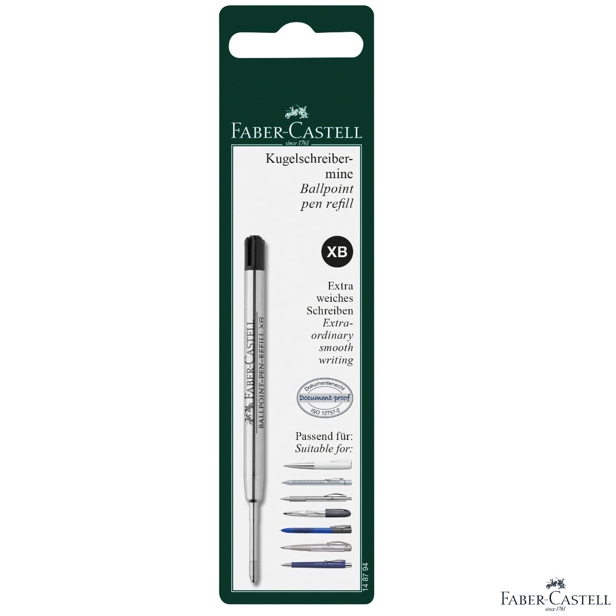 Rezerva Neagra pentru Pix Faber-Castell, Metalica, Varf XB (Extra Gros), Document-Proof, in Blister [1]