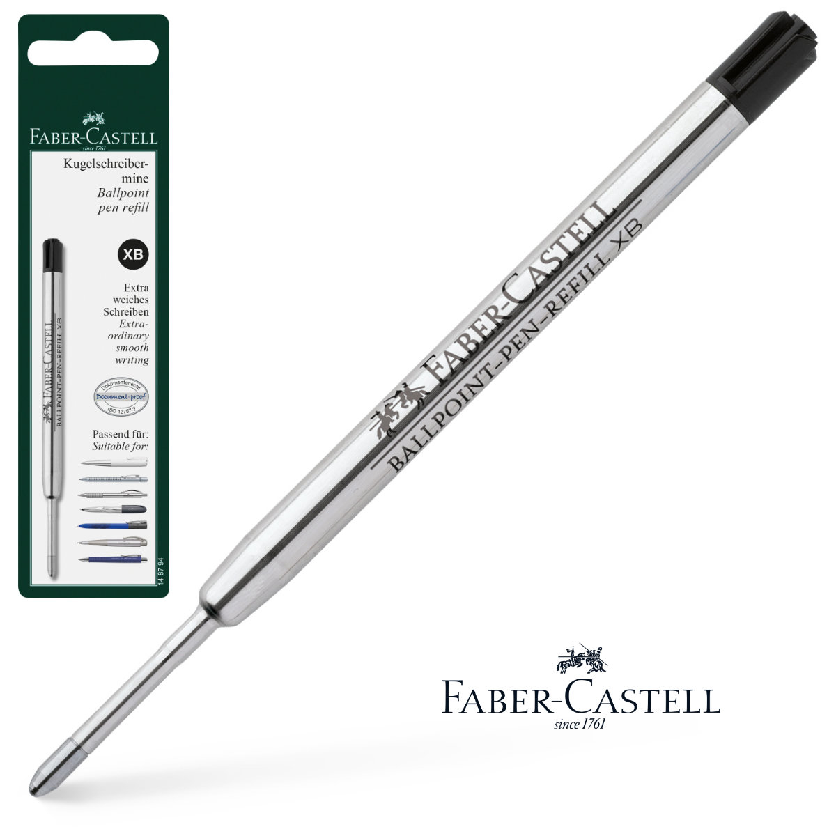 Rezerva Neagra pentru Pix Faber-Castell, Metalica, Varf XB (Extra Gros), Document-Proof, in Blister [4]