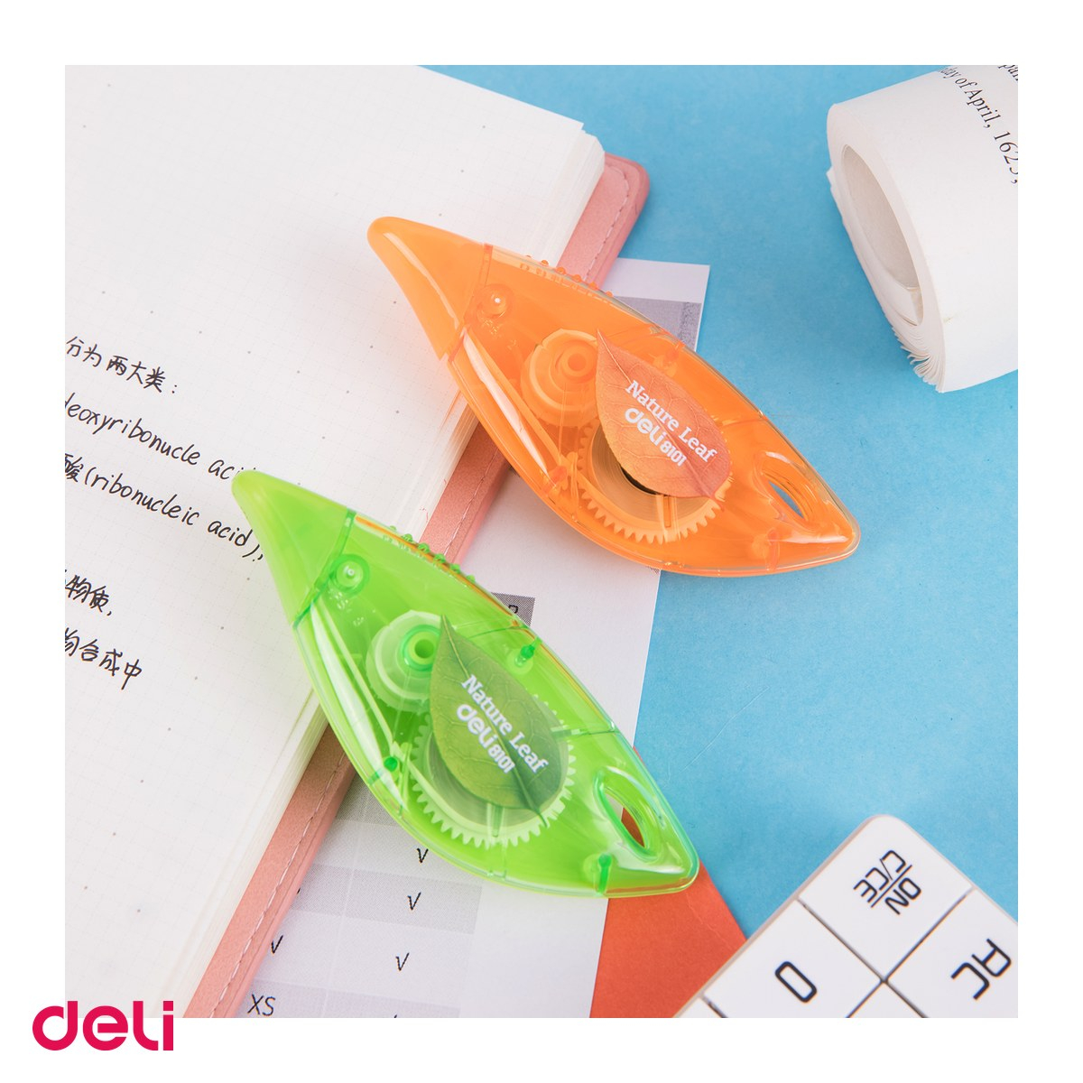 Set 10 benzi corectoare Deli, aplicare uscata, corp transparent, 5mm x 6m, culori asortate [5]