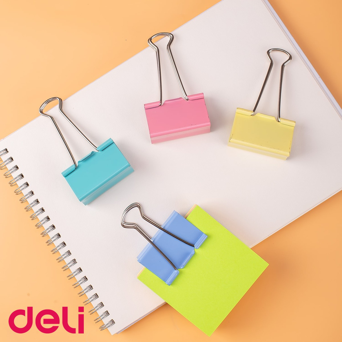 Set 12 clipsuri hartie colorate Deli, 51 mm, culori pastel, pentru organizare documente la birou [5]