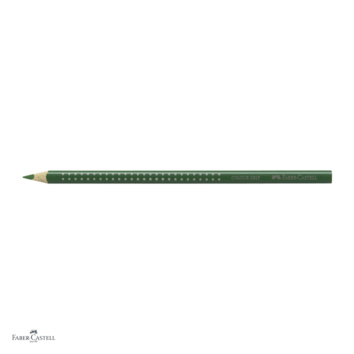 Set 12 creioane colorate Faber-Castell Grip, culoare verde oliv, forma triunghiulara ergonomica, pentru copii [4]