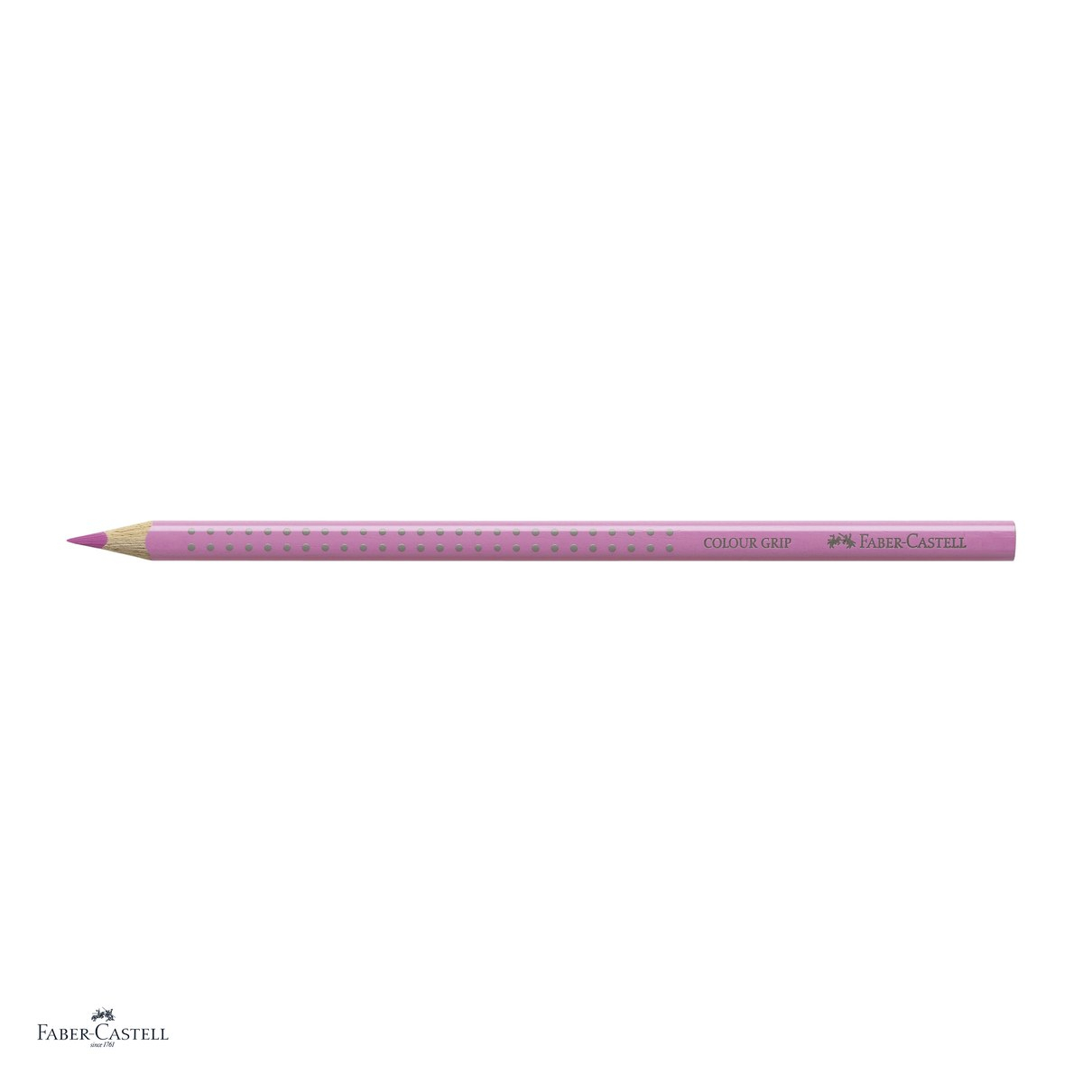 Set 12 creioane colorate Faber-Castell Grip magenta deschis, forma triunghiulara ergonomica, pentru copii [4]