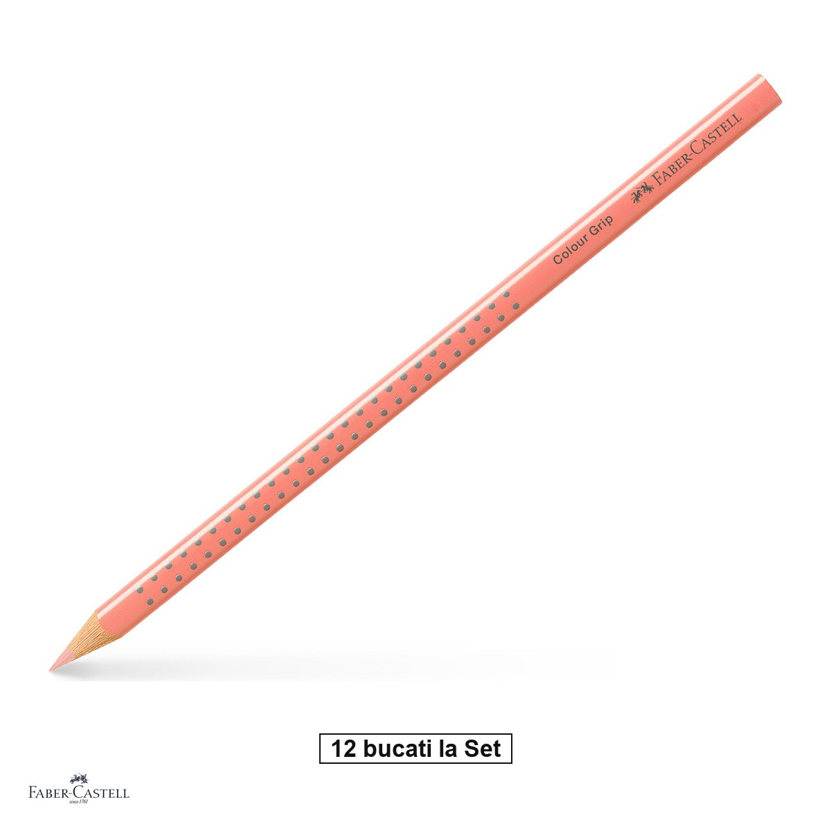 Set 12 creioane colorate Faber-Castell Grip, nuanta flesh deschis, forma triunghiulara ergonomica, pentru copii [1]