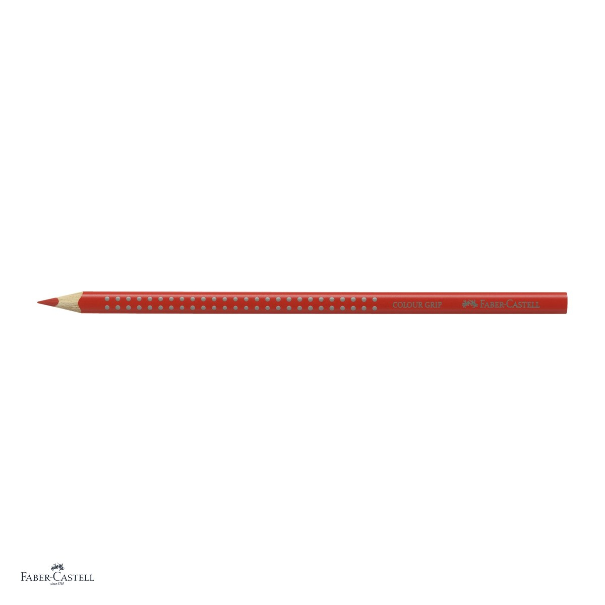 Set 12 creioane colorate Faber-Castell Grip, rosu intens, forma triunghiulara ergonomica, pentru copii [4]