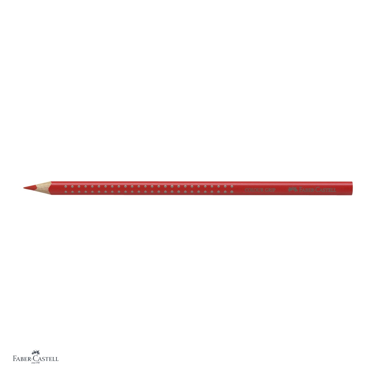 Set 12 creioane colorate Faber-Castell Grip, rosu scarlet, forma triunghiulara ergonomica, pentru copii [4]