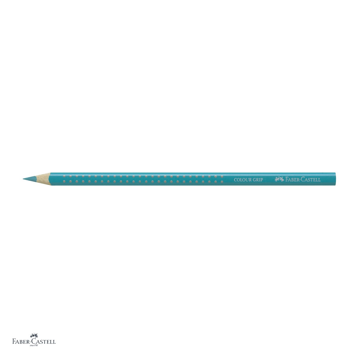 Set 12 creioane colorate Faber-Castell Grip verde cobalt, forma triunghiulara ergonomica, pentru copii [4]