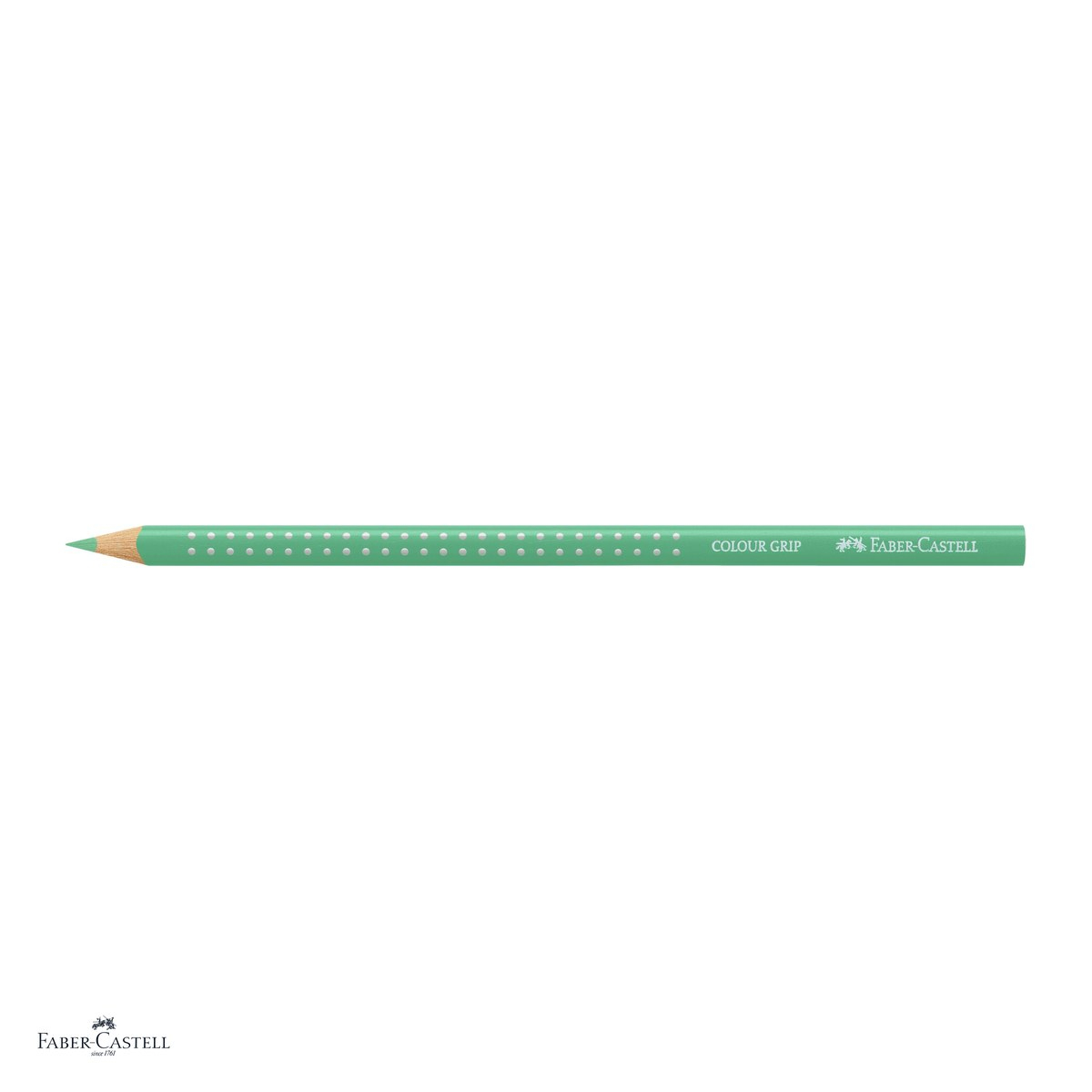 Set 12 creioane colorate Faber-Castell Grip, verde phtalo deschis, forma triunghiulara ergonomica, pentru copii [4]