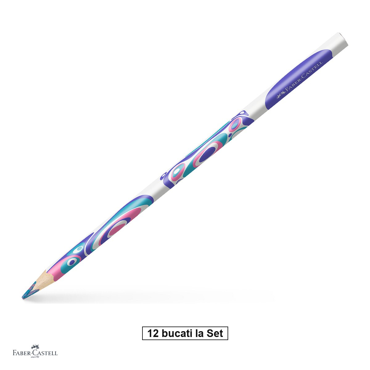 Set 12 creioane colorate Faber-Castell, mina multicolora, turcoaz-roz-lila [1]
