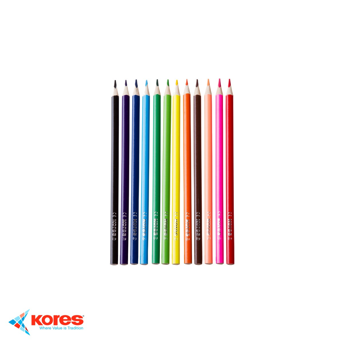Set 12 creioane colorate triunghiulare Kores Eco, mina moale, forma ergonomica, pentru copii si scoala [4]