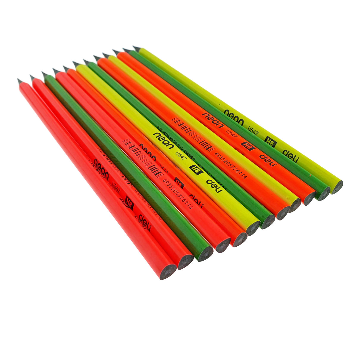 Set 12 creioane HB grafit, NEON U54700 DELI, wood free, corp triunghiular multicolor [4]