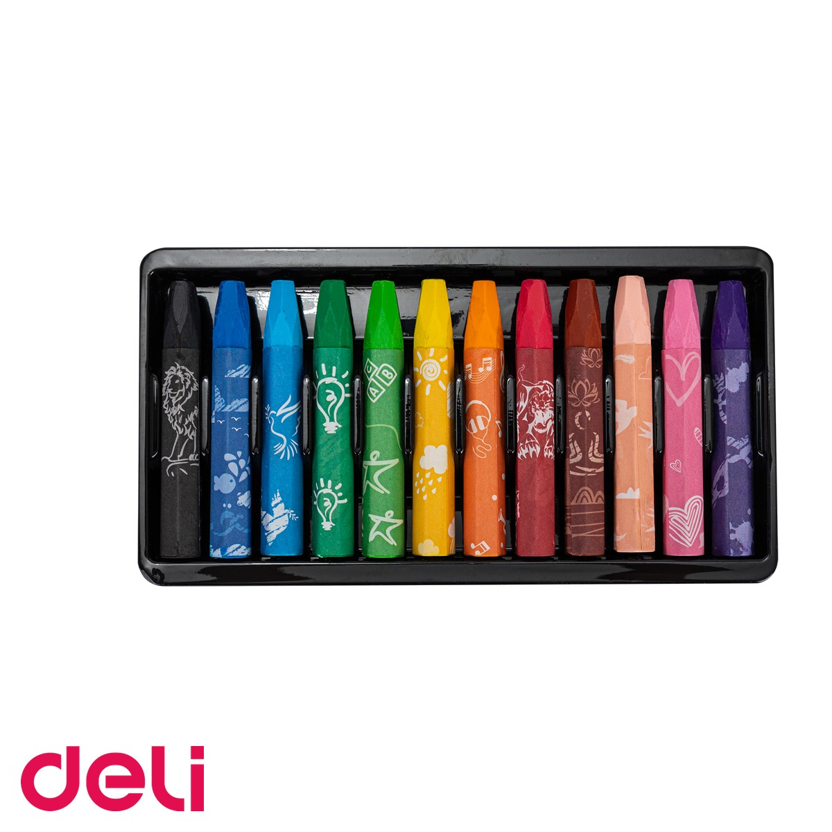 Set 12 creioane ulei pastel Deli Color Emotion, culori stralucitoare, lavabile, pentru desen si arta [5]