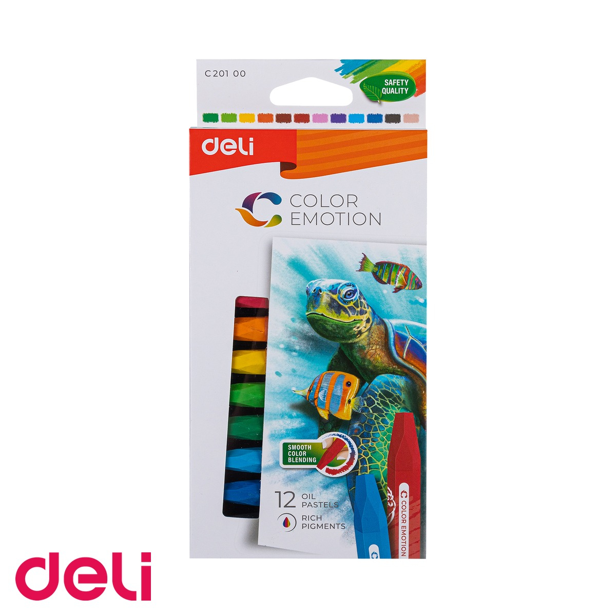 Set 12 creioane ulei pastel Deli Color Emotion, culori stralucitoare, lavabile, pentru desen si arta [1]