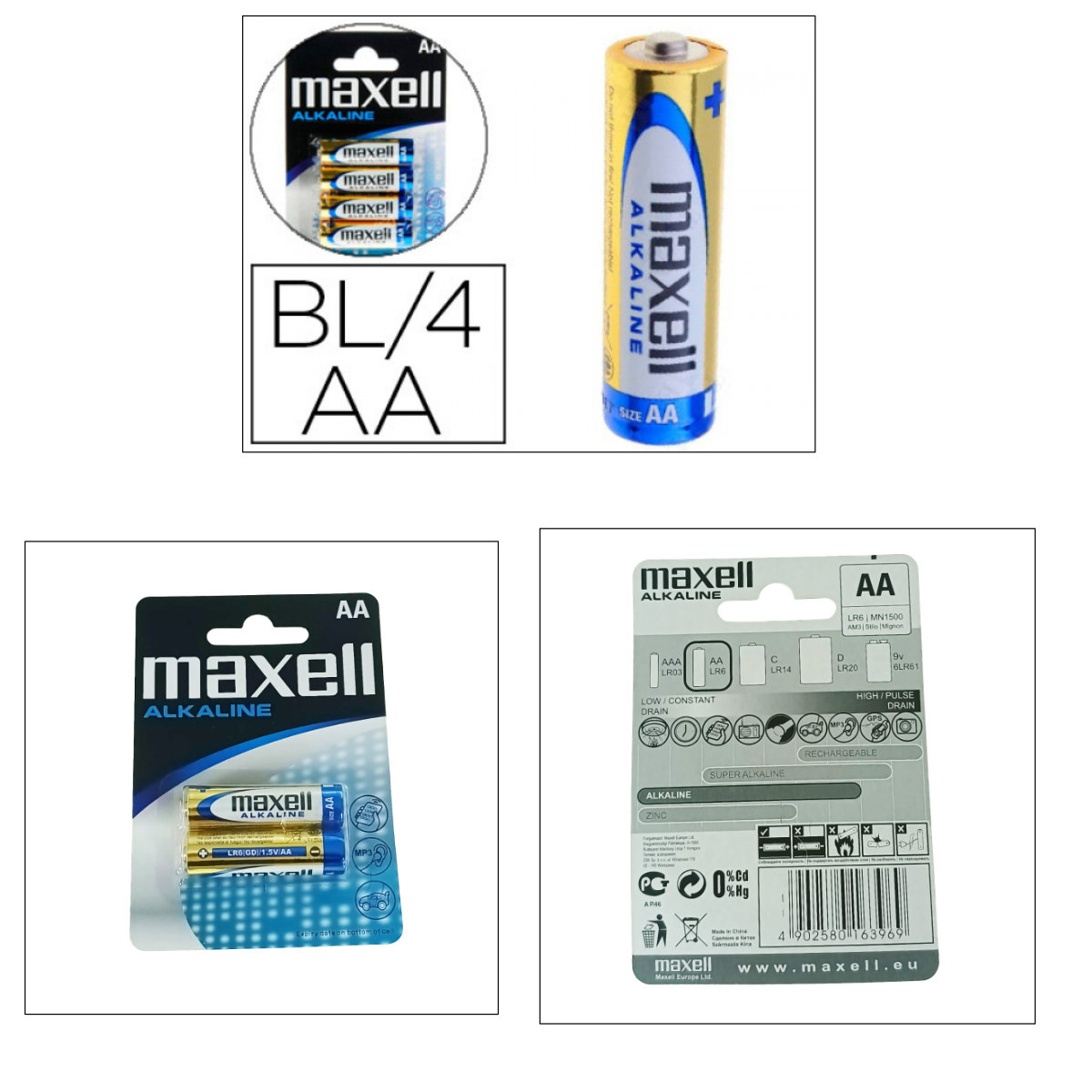 Set 2 baterii alcaline LR06 tip AA, Maxell, in blister [3]