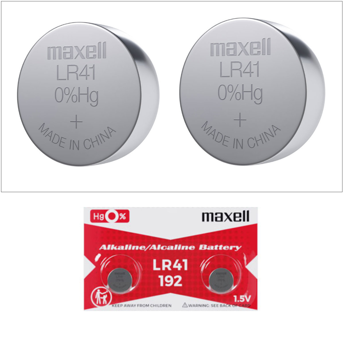 Set 2 baterii alcaline Maxell LR41 / AG3 (192), 1.5V, diametru 7.9mm, grosime 3.6mm, medium drain, in blister [3]
