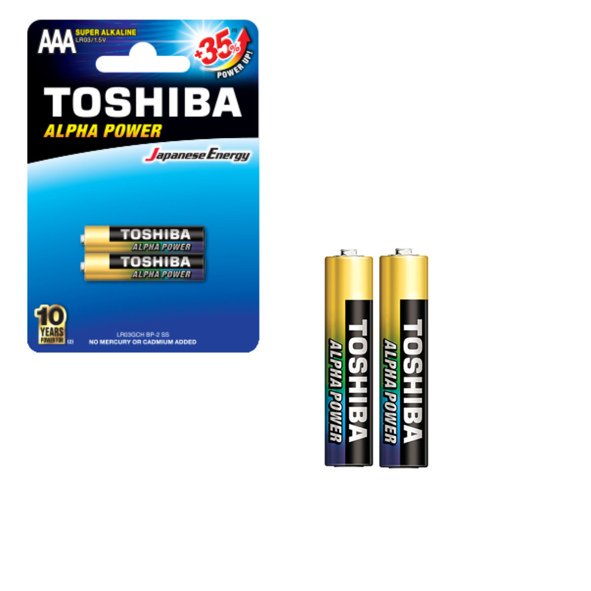 Set 2 baterii LR03 Super Alcaline, Toshiba Alpha Power AAA, 1.5V, in blister [1]