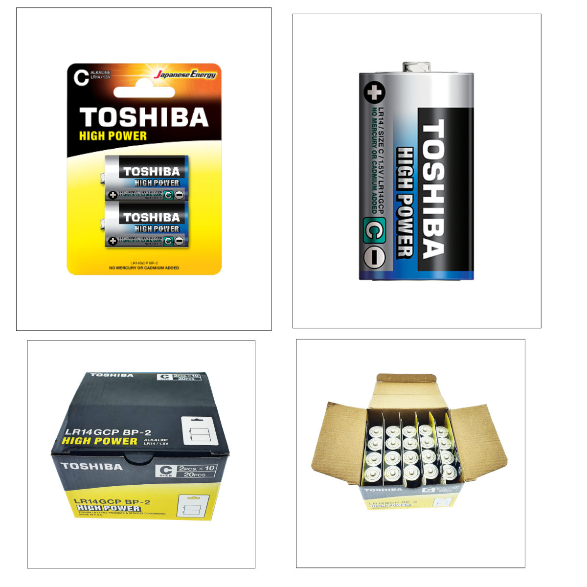 Set 20 baterii alcaline LR14, Toshiba High Power C , 1.5V, in blistere [4]