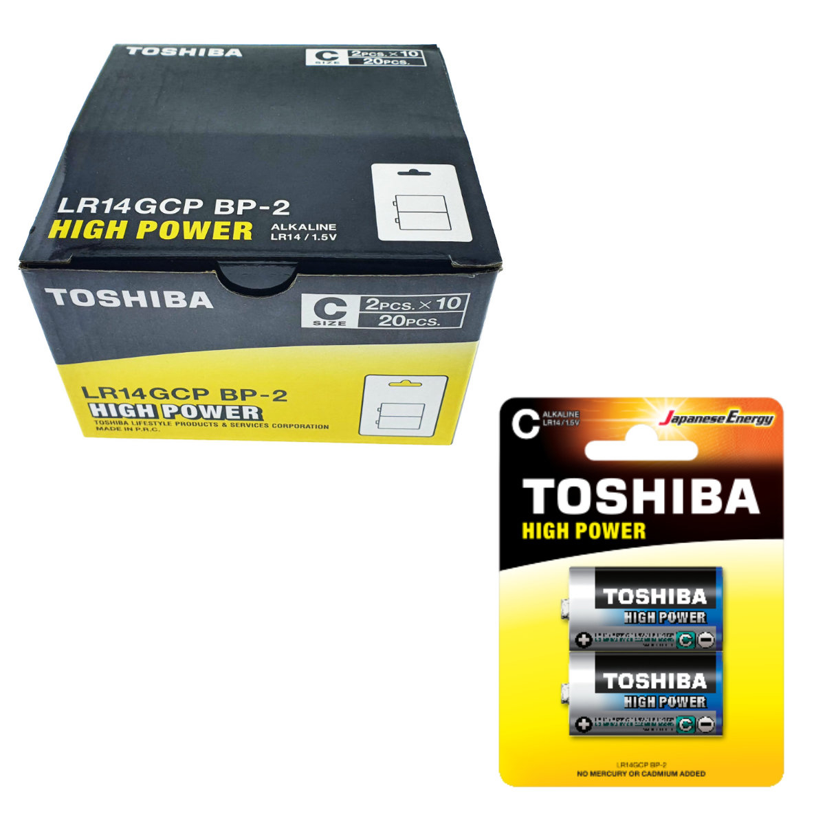 Set 20 baterii alcaline LR14, Toshiba High Power C , 1.5V, in blistere [1]