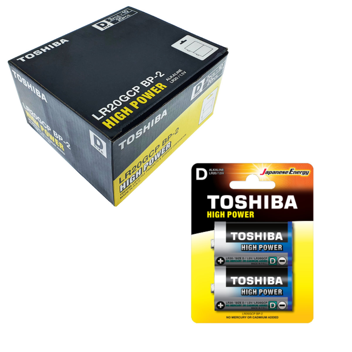 Set 20 baterii alcaline LR20, Toshiba High Power D , 1.5V, in blistere [1]