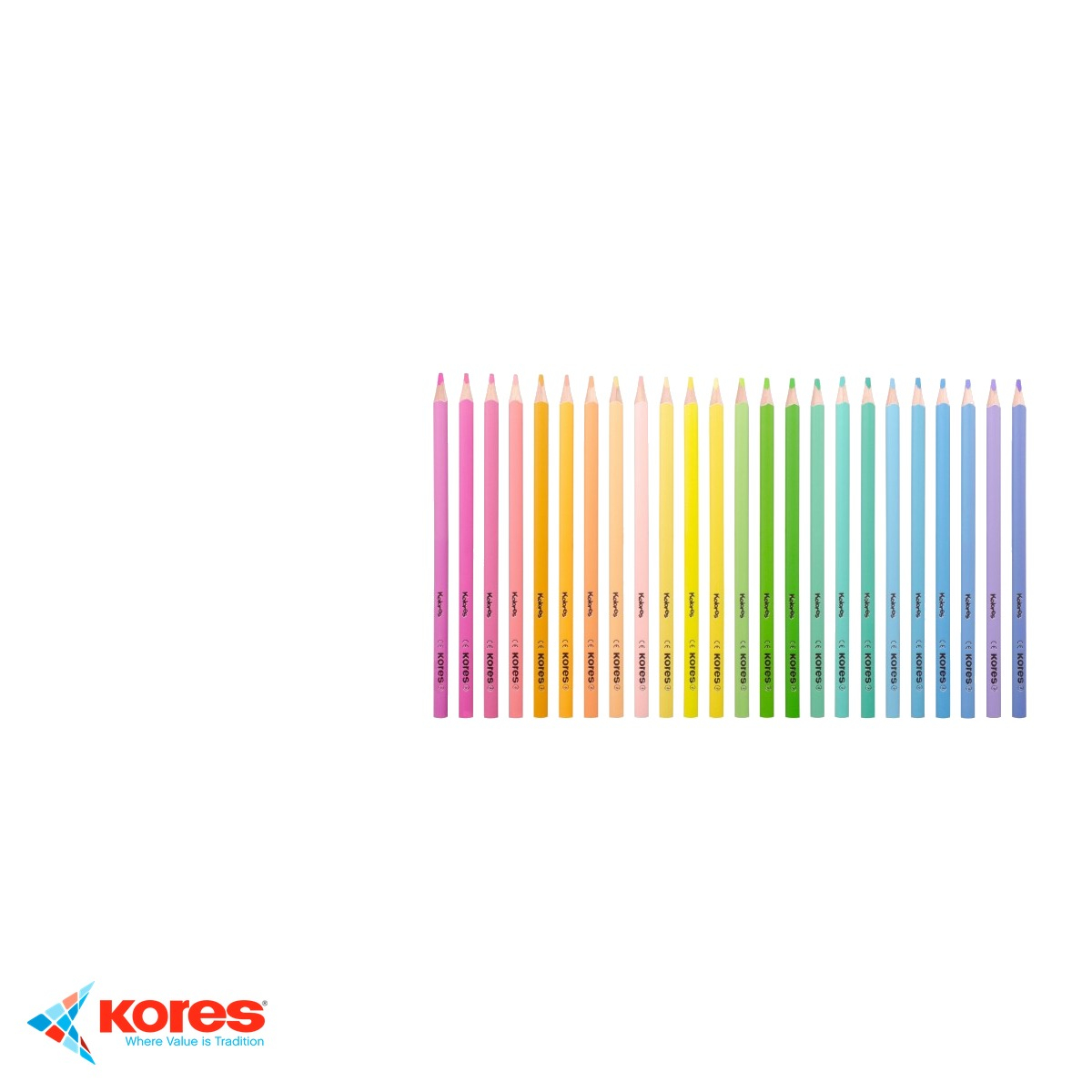 Set 24 creioane colorate pastel triunghiulare Kores, forma ergonomica, pentru copii si scoala [5]