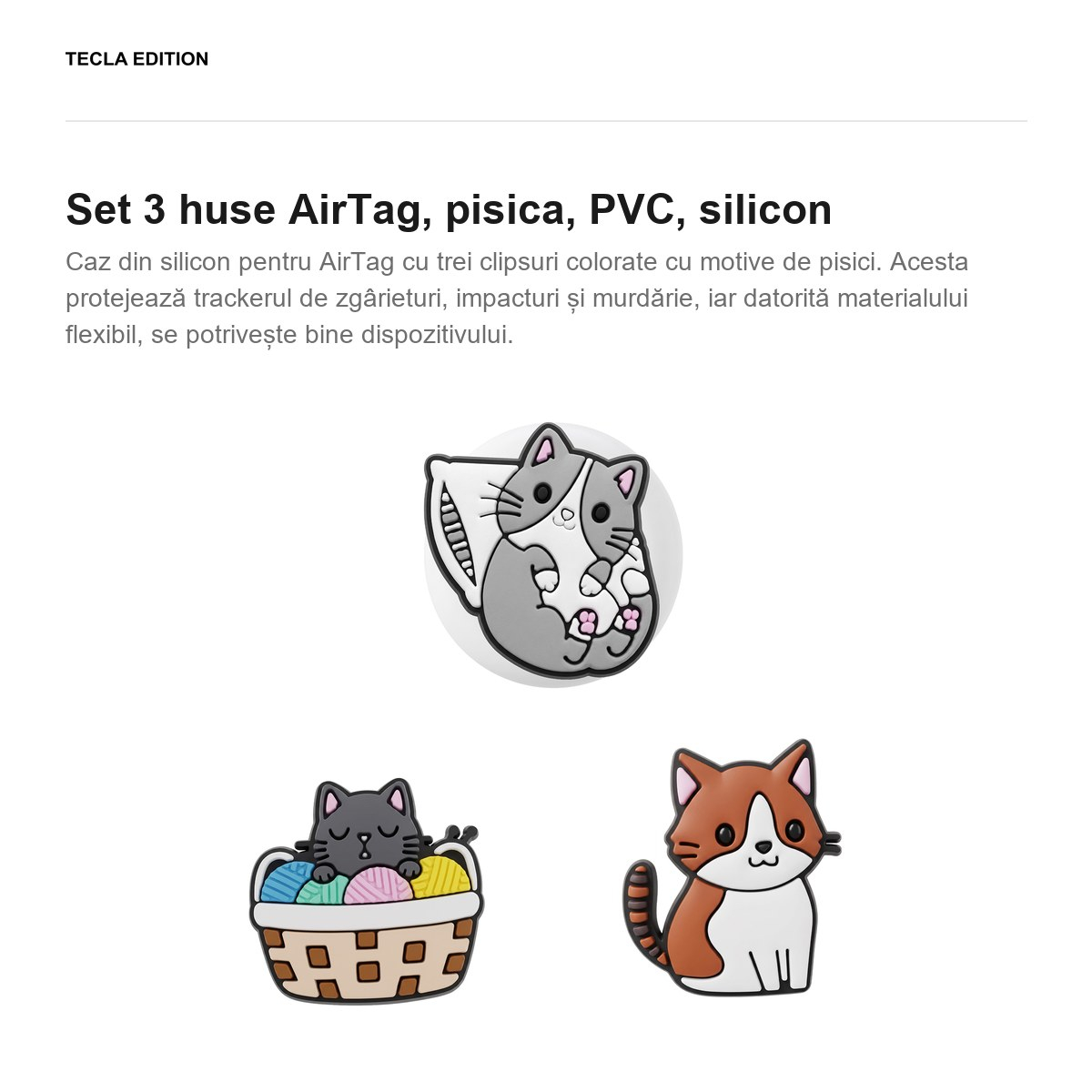 Set 3 huse AirTag, pisica, PVC, silicon [2]